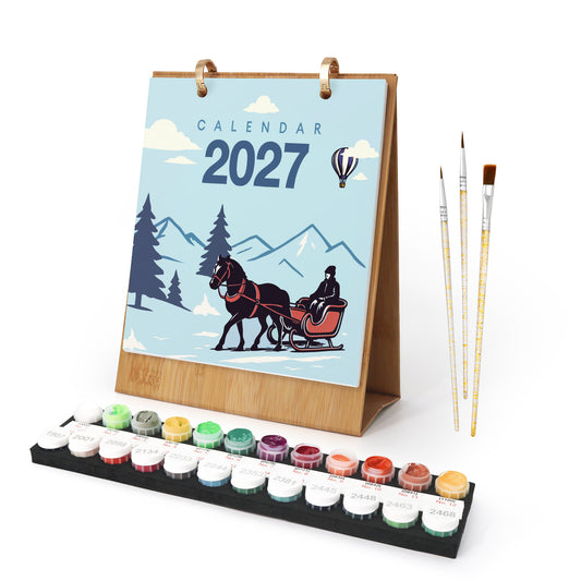 Edizione Viaggio Vintage - Calendario da Scrivania 2027 da Dipingere con i Numeri