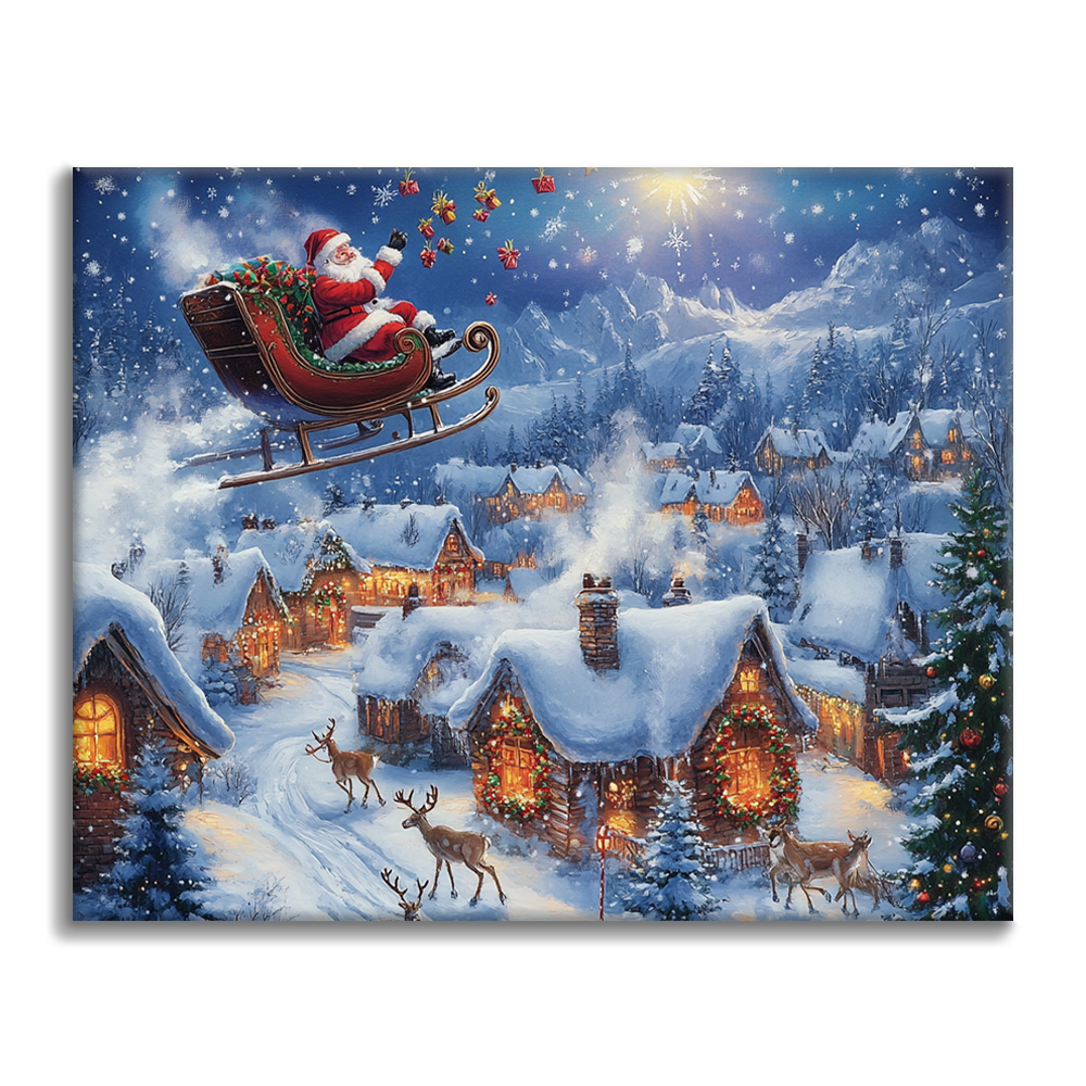 Volo invernale di Babbo Natale - Dipingere con i Numeri