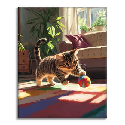Gatto e palla colorata - Dipingere con i Numeri
