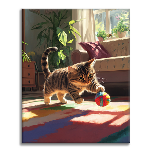 Gatto e palla colorata - Dipingere con i Numeri