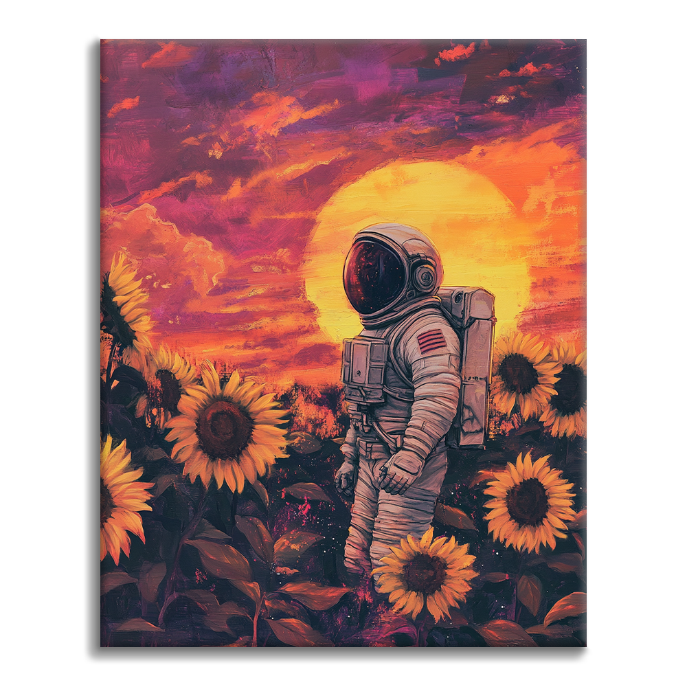 Astronauta nei campi di girasoli - Dipingere con i Numeri
