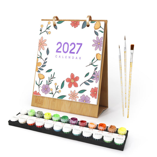 Edizione Fiori - Calendario da Scrivania 2027 da Dipingere con i Numeri