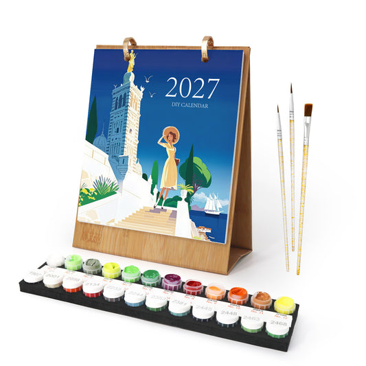 Edizione Viaggio nel Mondo - Calendario da Scrivania 2027 da Dipingere con i Numeri