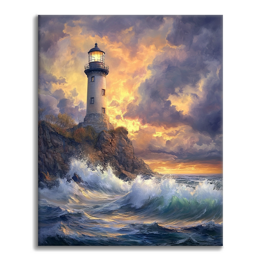 Faro sul bordo dell'oceano - Dipingere con i Numeri