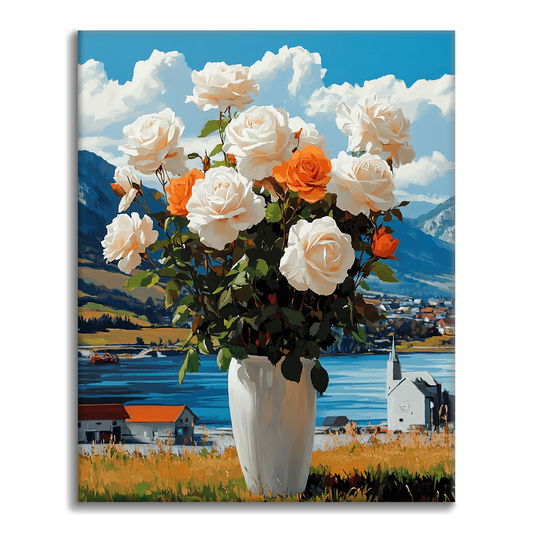 Rose con Vaso - Dipingere con i Numeri