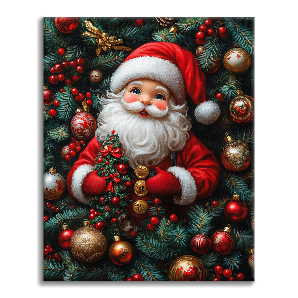 Babbo Natale tra le decorazioni - Dipingere con i Numeri