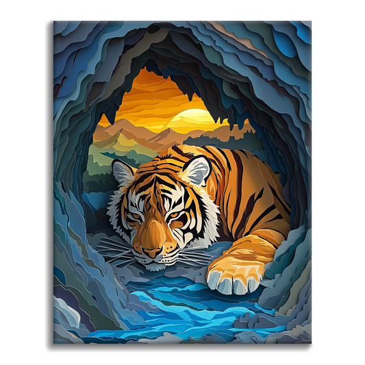 Tigre feroce del ruscello montano - Dipingere con i Numeri