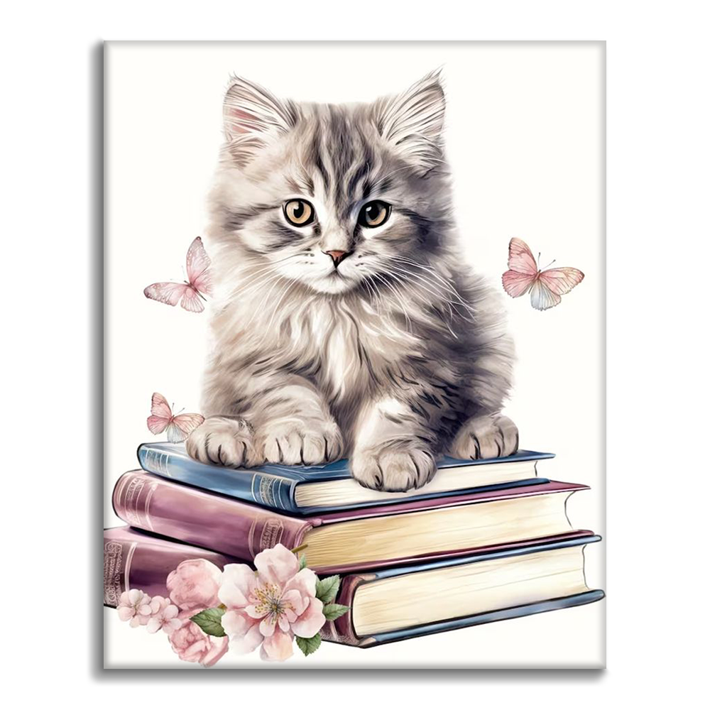 Clipart di gatti con libri- Dipingere con i Numeri