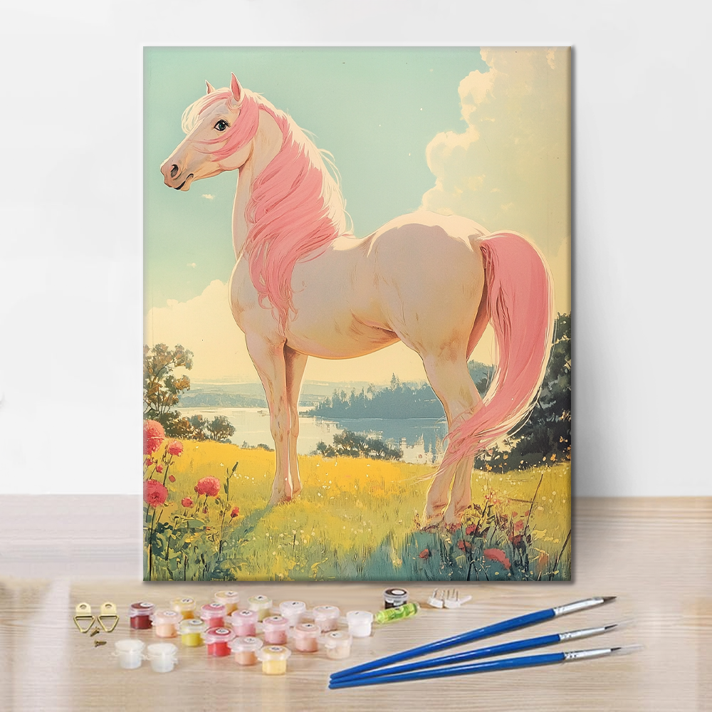 Cavallo rosa che guarda l'orizzonte - Dipingere con i Numeri