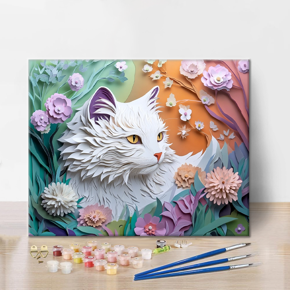 Sussurri del gatto dei fiori di carta - Dipingere con i Numeri