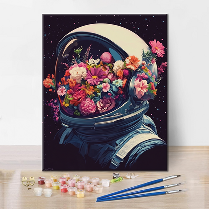 Casco spaziale pieno di fiori - Dipingere con i Numeri