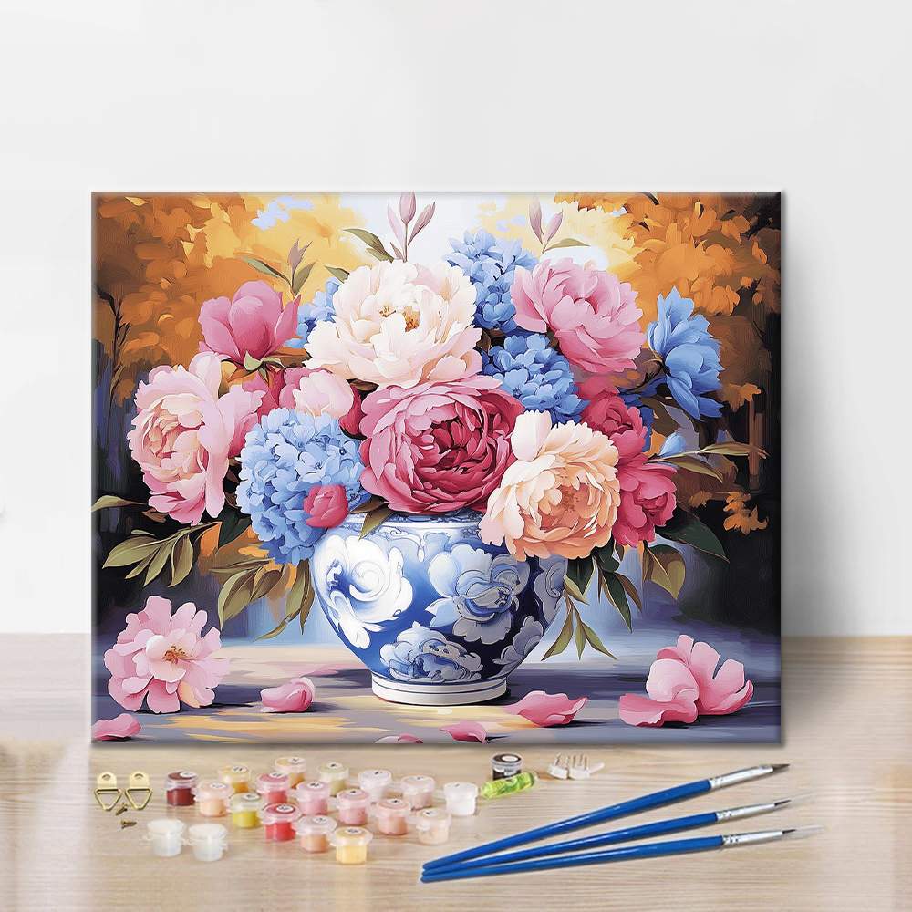 Vaso di peonia - Dipingere con i Numeri