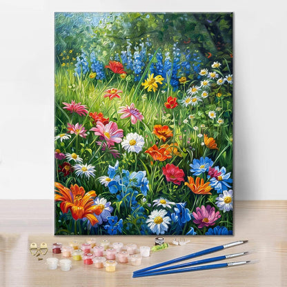 Mural di fiori acquerellati - Dipingere con i Numeri