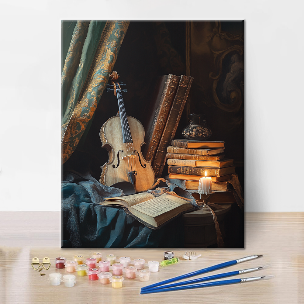Libro e violino - Dipingere con i Numeri