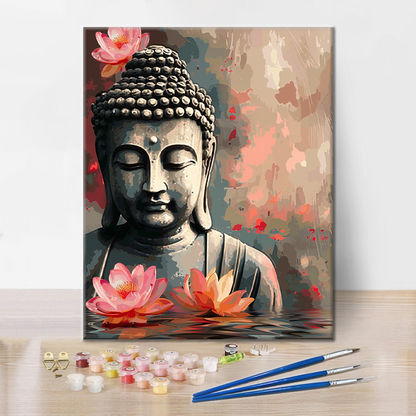 Buddha con fiore - Dipingere con i Numeri
