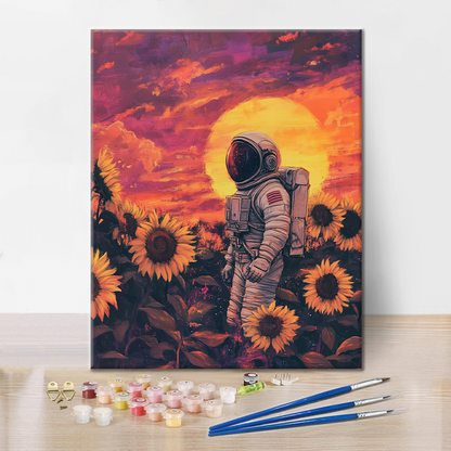 Astronauta nei campi di girasoli - Dipingere con i Numeri