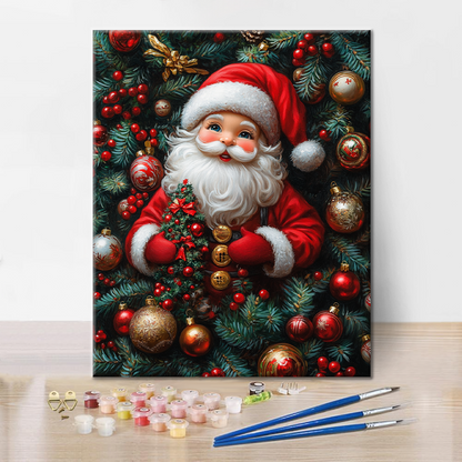 Babbo Natale tra le decorazioni - Dipingere con i Numeri