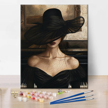 Donna al pianoforte a coda - Dipingere con i Numeri