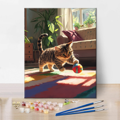 Gatto e palla colorata - Dipingere con i Numeri
