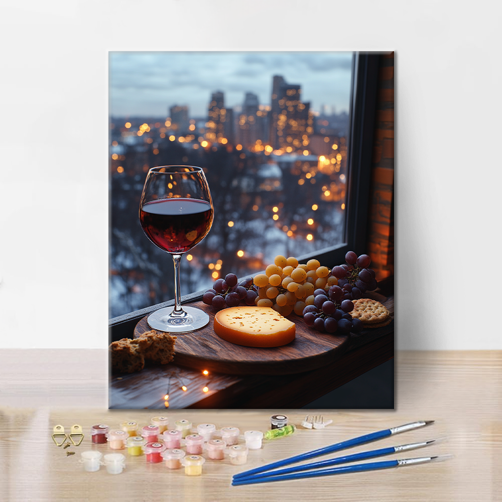 Vino, formaggio e luci della città - Dipingere con i Numeri