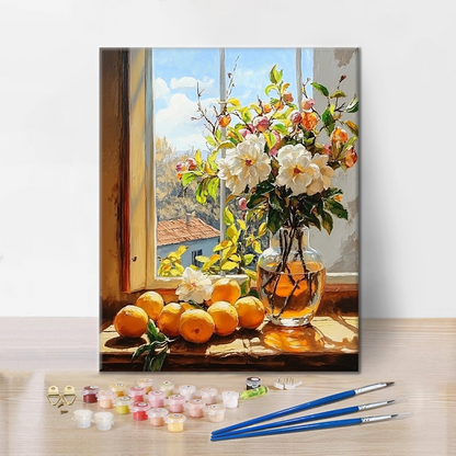Frutta e fiori alla finestra - Dipingere con i Numeri