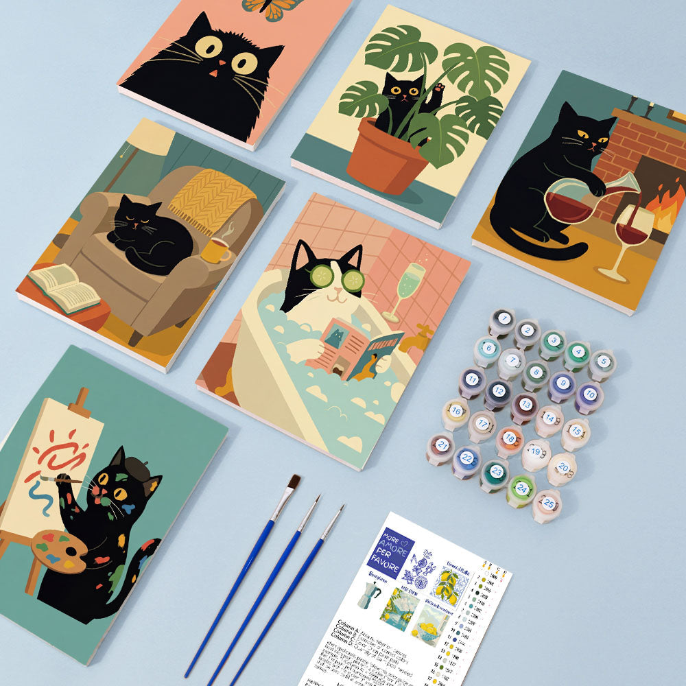 Gatto nero tranquillo - Dipingere con i Numeri