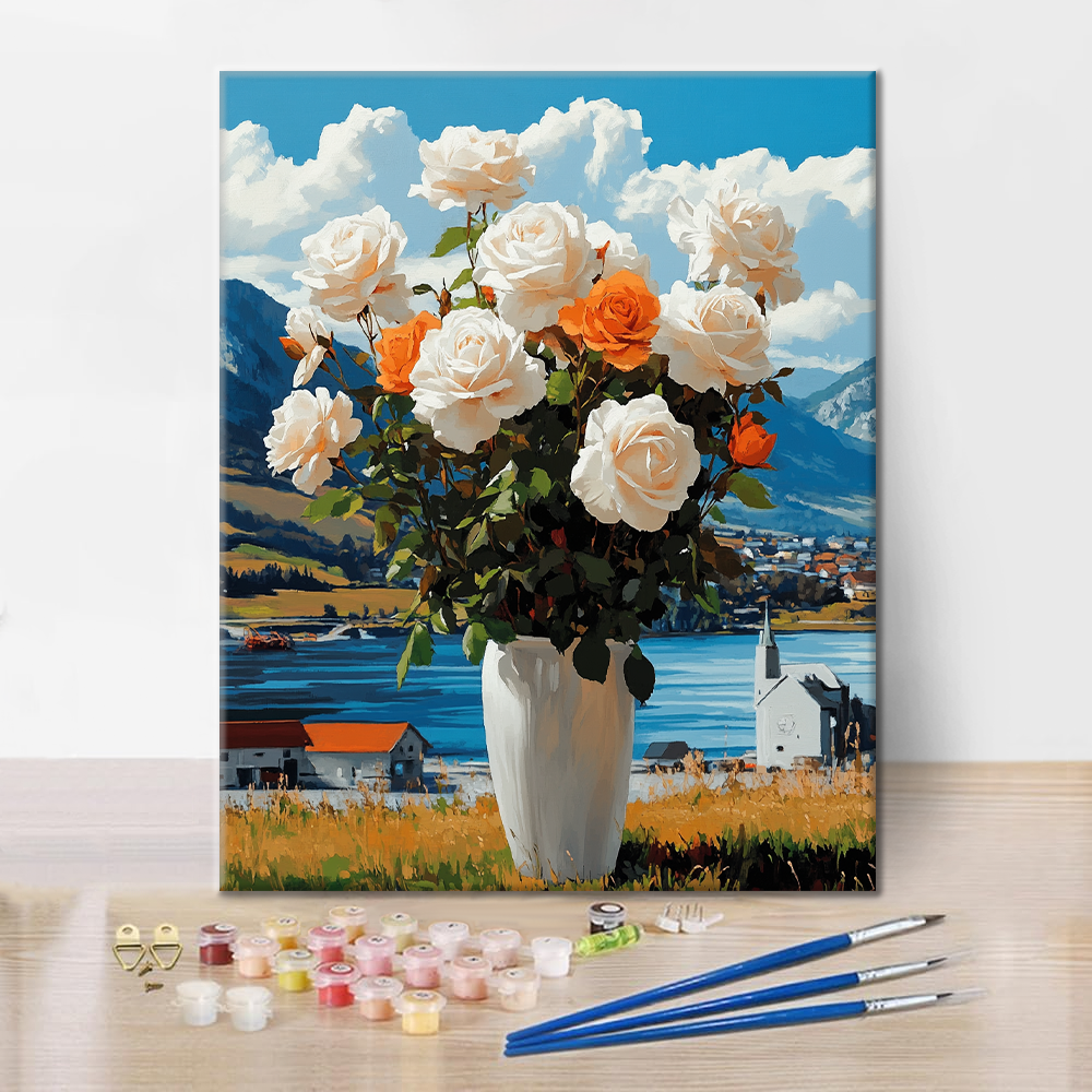 Rose con Vaso - Dipingere con i Numeri