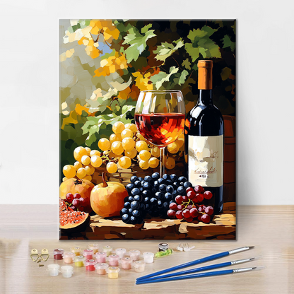 Vino e frutta in vigna - Dipingere con i Numeri