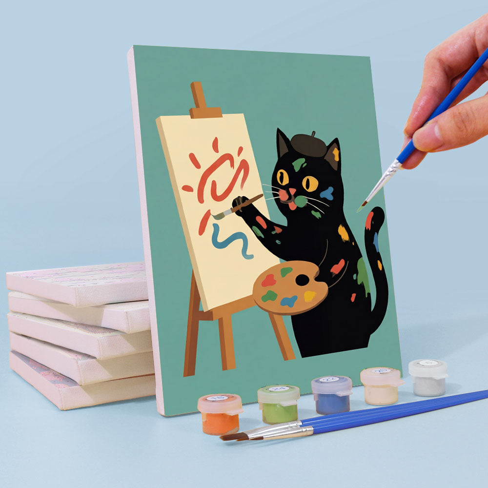 Gatto nero tranquillo - Dipingere con i Numeri
