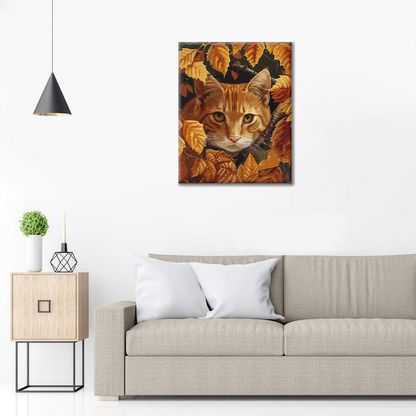 Foglie e gatto - Dipingere con i Numeri