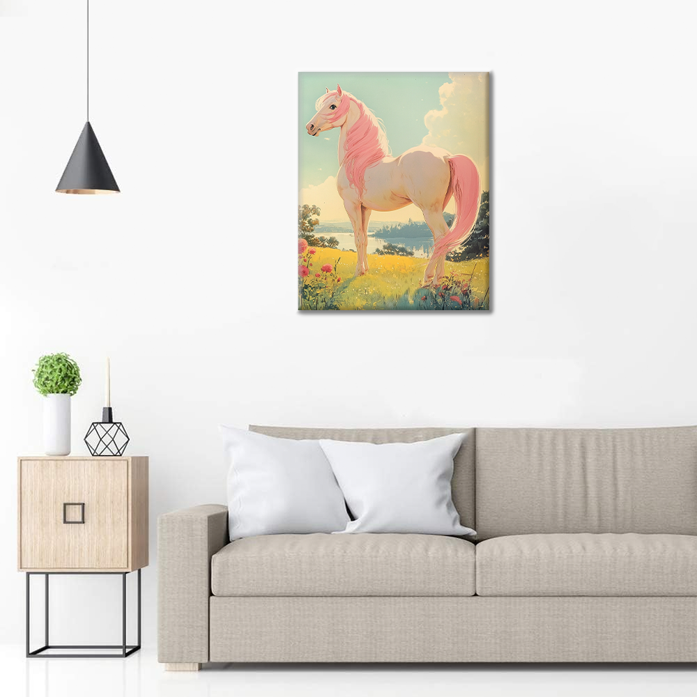 Cavallo rosa che guarda l'orizzonte - Dipingere con i Numeri