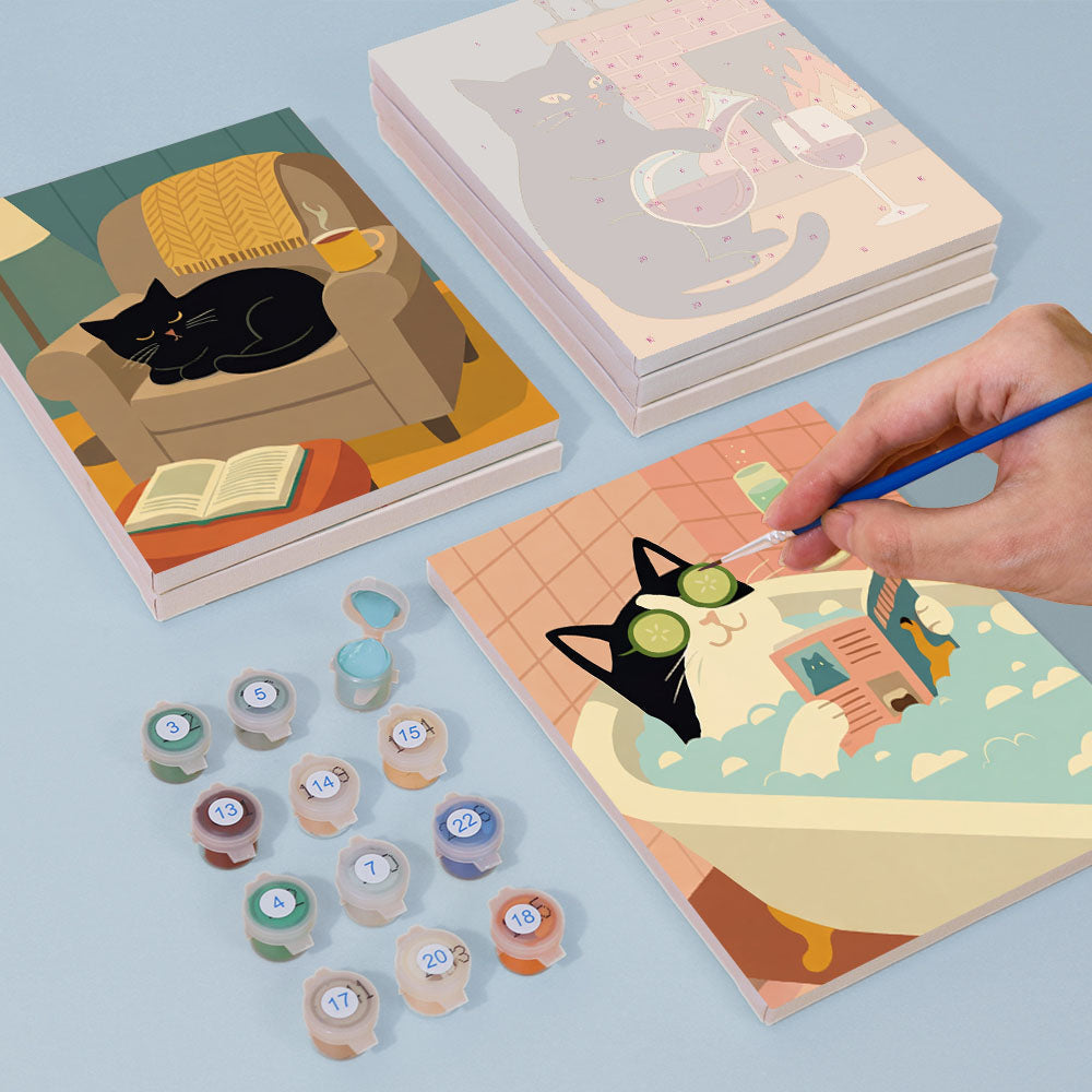 Gatto nero tranquillo - Dipingere con i Numeri