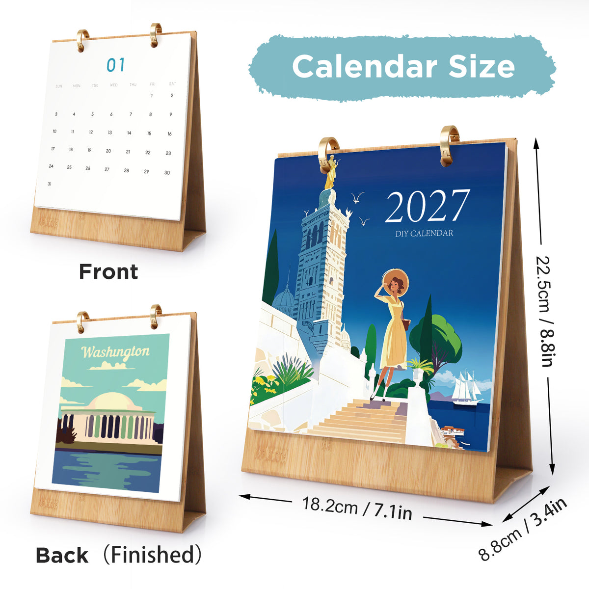 Edizione Viaggio nel Mondo - Calendario da Scrivania 2027 da Dipingere con i Numeri