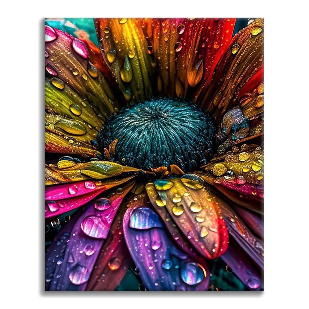 Fiore con gocce di pioggia - Dipingere con i Numeri