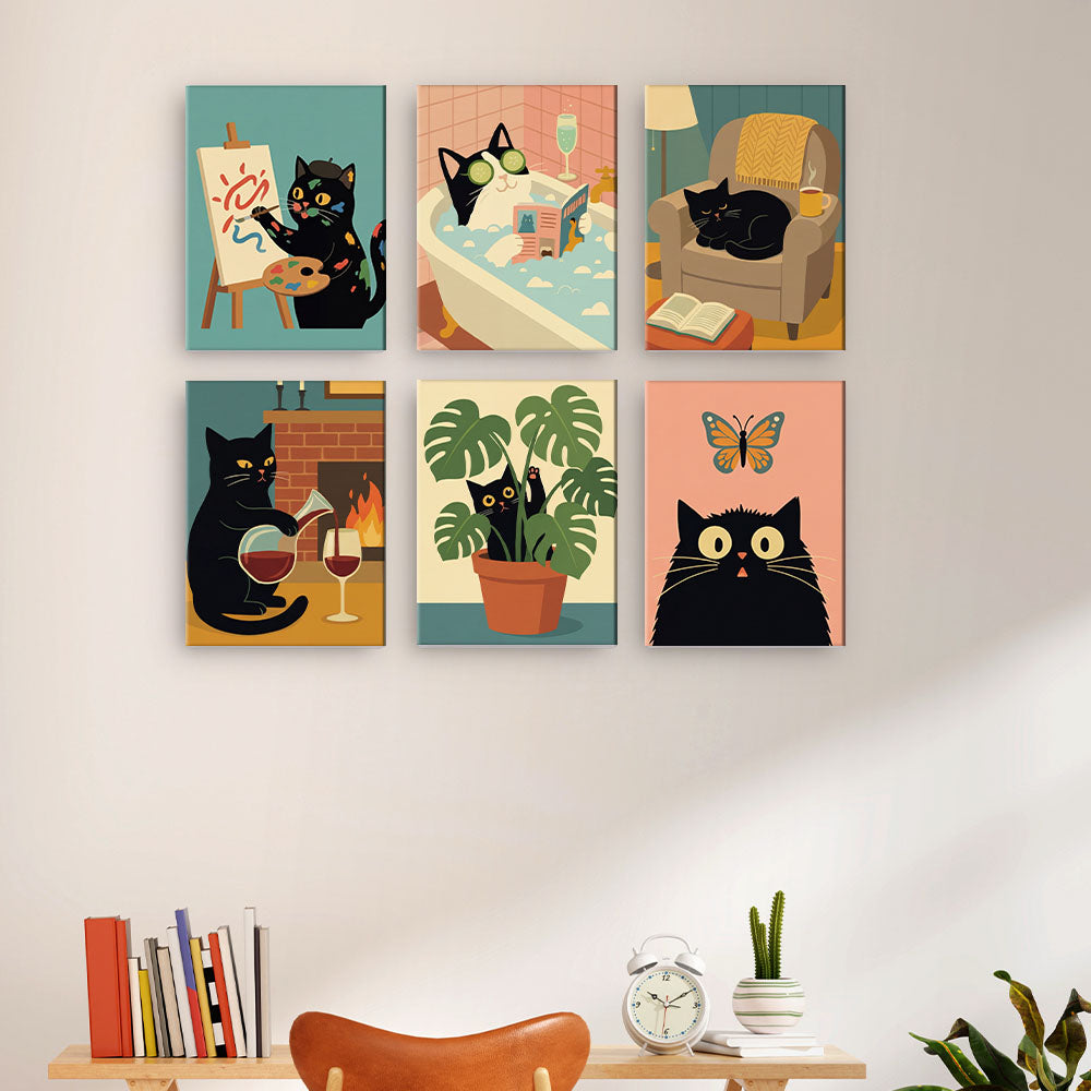 Gatto nero tranquillo - Dipingere con i Numeri