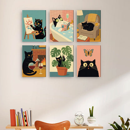 Gatto nero tranquillo - Dipingere con i Numeri