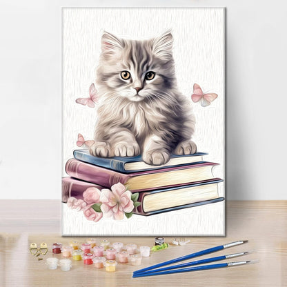 Clipart di gatti con libri- Dipingere con i Numeri