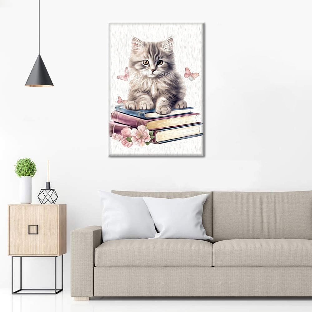 Clipart di gatti con libri- Dipingere con i Numeri