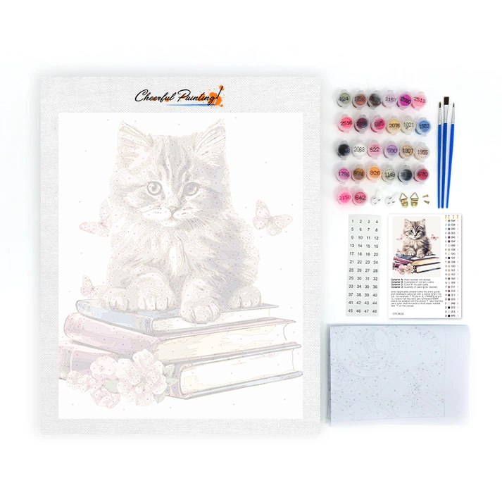 Clipart di gatti con libri- Dipingere con i Numeri