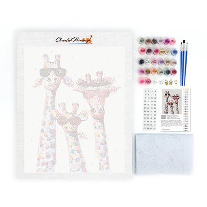 La Famiglia di Giraffe Multicolore - Dipingere con i Numeri