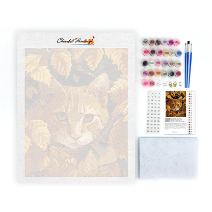Foglie e gatto - Dipingere con i Numeri