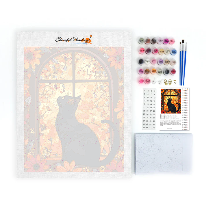 Gatto davanti alla finestra con i fiori - Dipingere con i Numeri