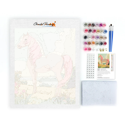 Cavallo rosa che guarda l'orizzonte - Dipingere con i Numeri
