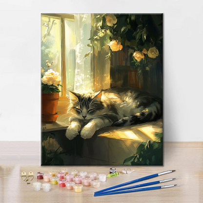 Gatto Sonnecchiante - Dipingere con i Numeri