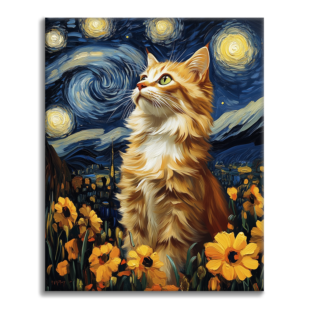 Gatto Notte Stellata - Dipingere con i Numeri