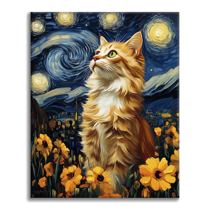 Gatto Notte Stellata - Dipingere con i Numeri