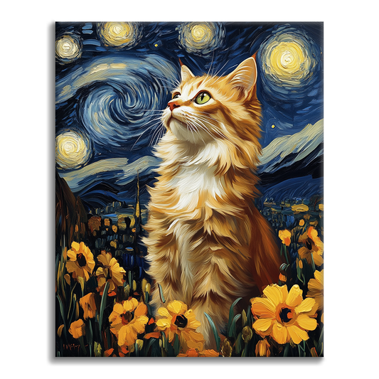 Gatto Notte Stellata - Dipingere con i Numeri