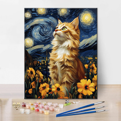 Gatto Notte Stellata - Dipingere con i Numeri