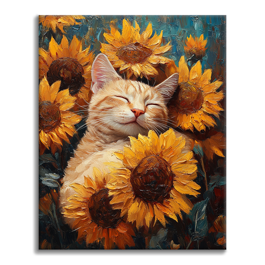 Gatto con Girasoli - Dipingere con i Numeri