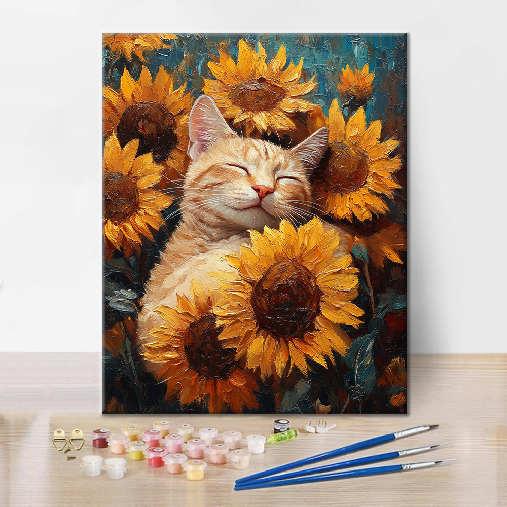 Gatto con Girasoli - Dipingere con i Numeri